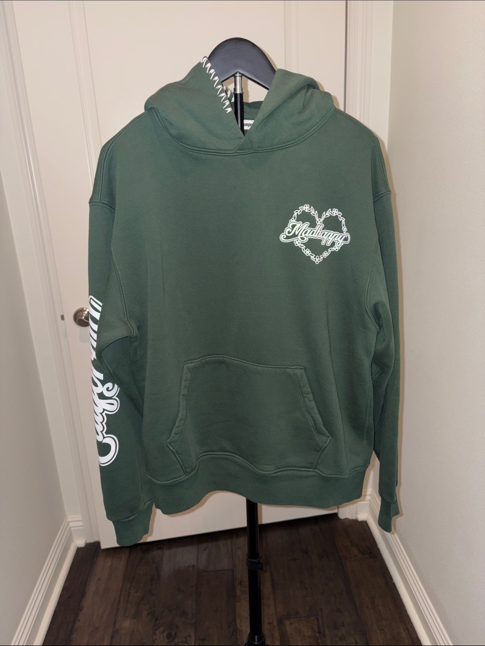 Madhappy Green Graphic Hoodie with Heart Script Logo